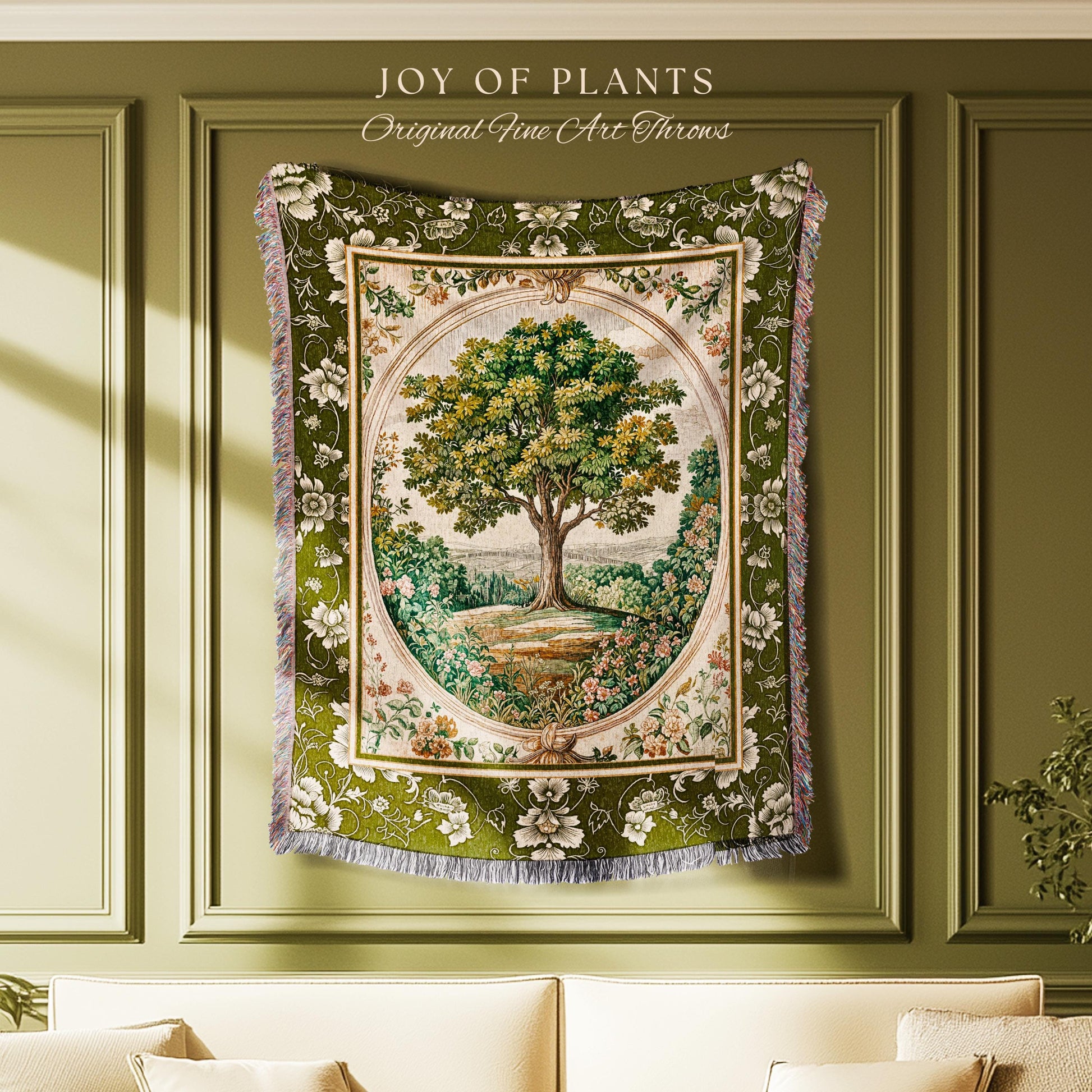 Victorian Soft Aesthetic Woven Throw Tree Blanket Jacquard Tapestry
