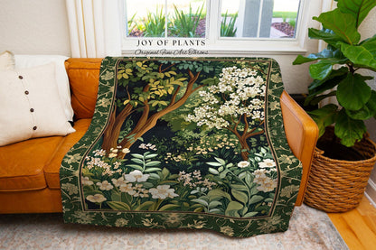Wildflower Meadow Botanical Tapestry Blanket Fairy Inspired Bedroom | Cottagecore Folklore Decor Ethereal Aesthetic Bohemian Fairycore Throw