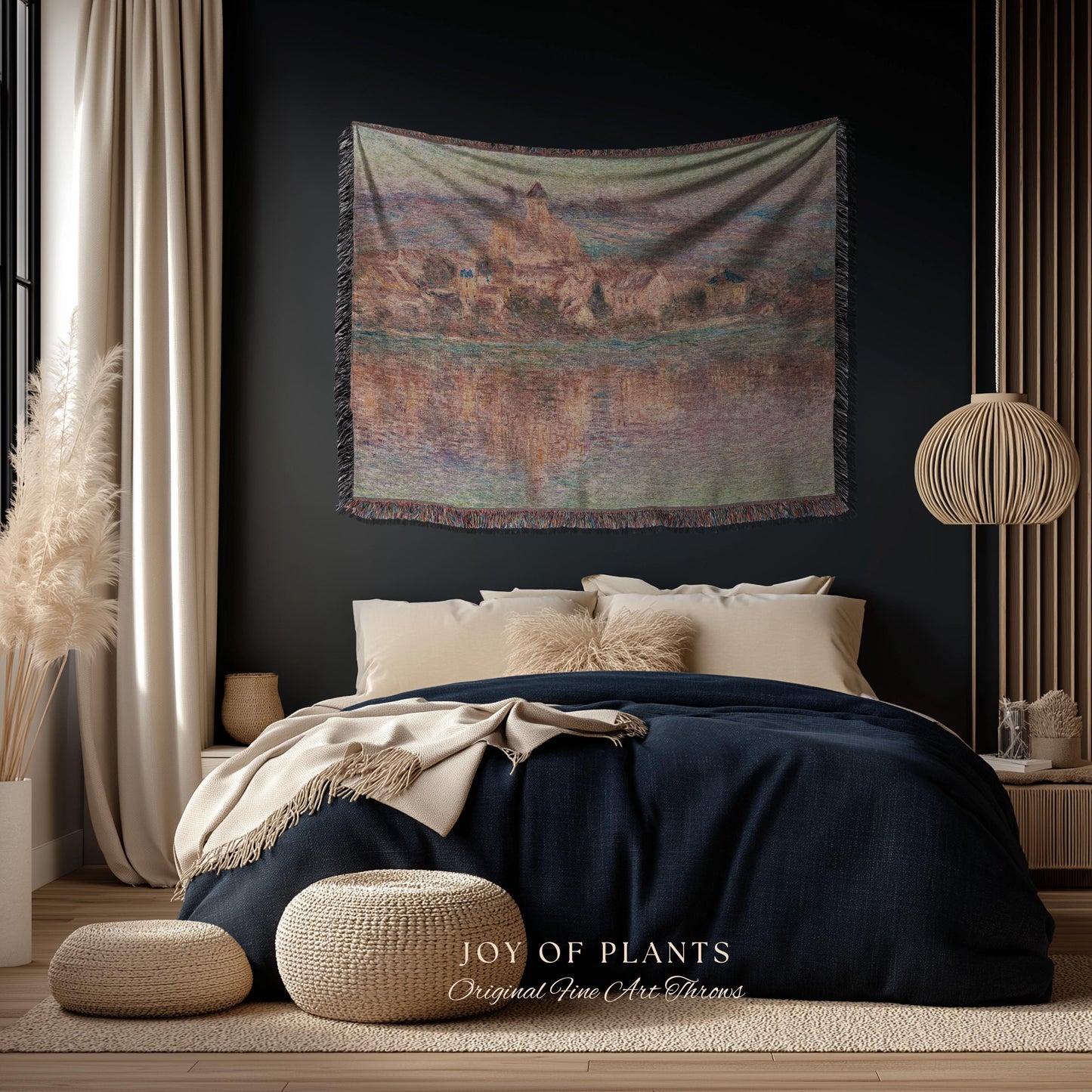 Church at Vétheuil Blanket Monet Fine Art Tapestry Throw | Elegant Impressionist Decor For Antique Style Homes Famous Painting Artistic Gift