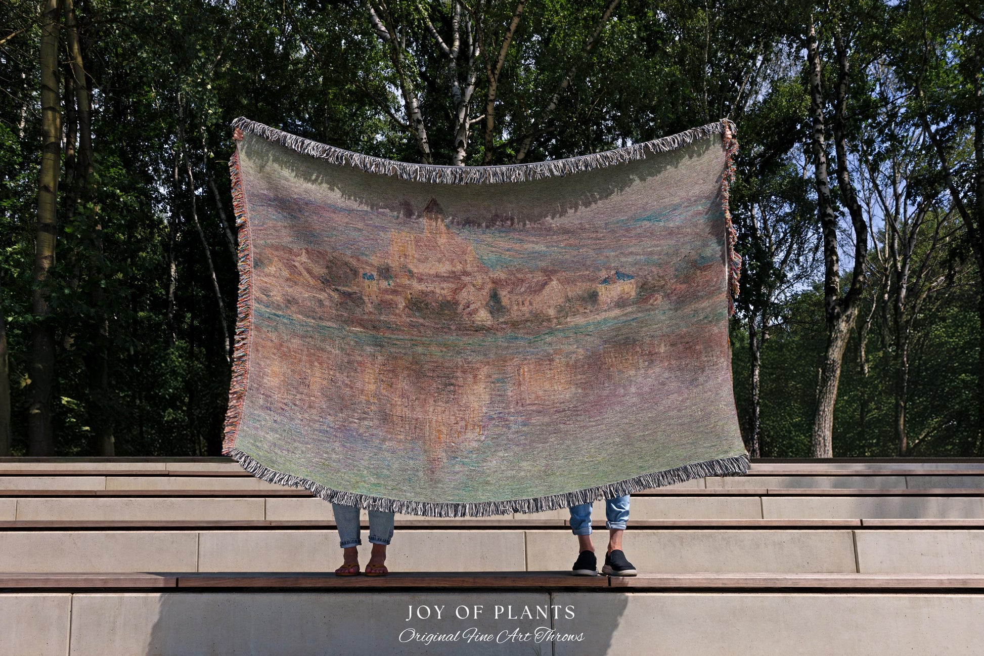 Church at Vétheuil Blanket Monet Fine Art Tapestry Throw | Elegant Impressionist Decor For Antique Style Homes Famous Painting Artistic Gift