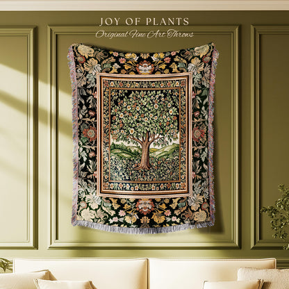 Rustic Fairytale Tree Throw Blanket Woven Cotton Wall Tapestry