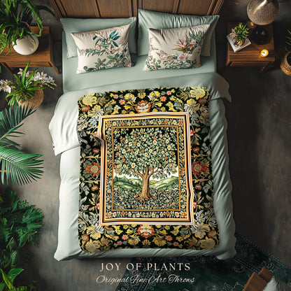 Rustic Fairytale Tree Throw Blanket Woven Cotton Wall Tapestry