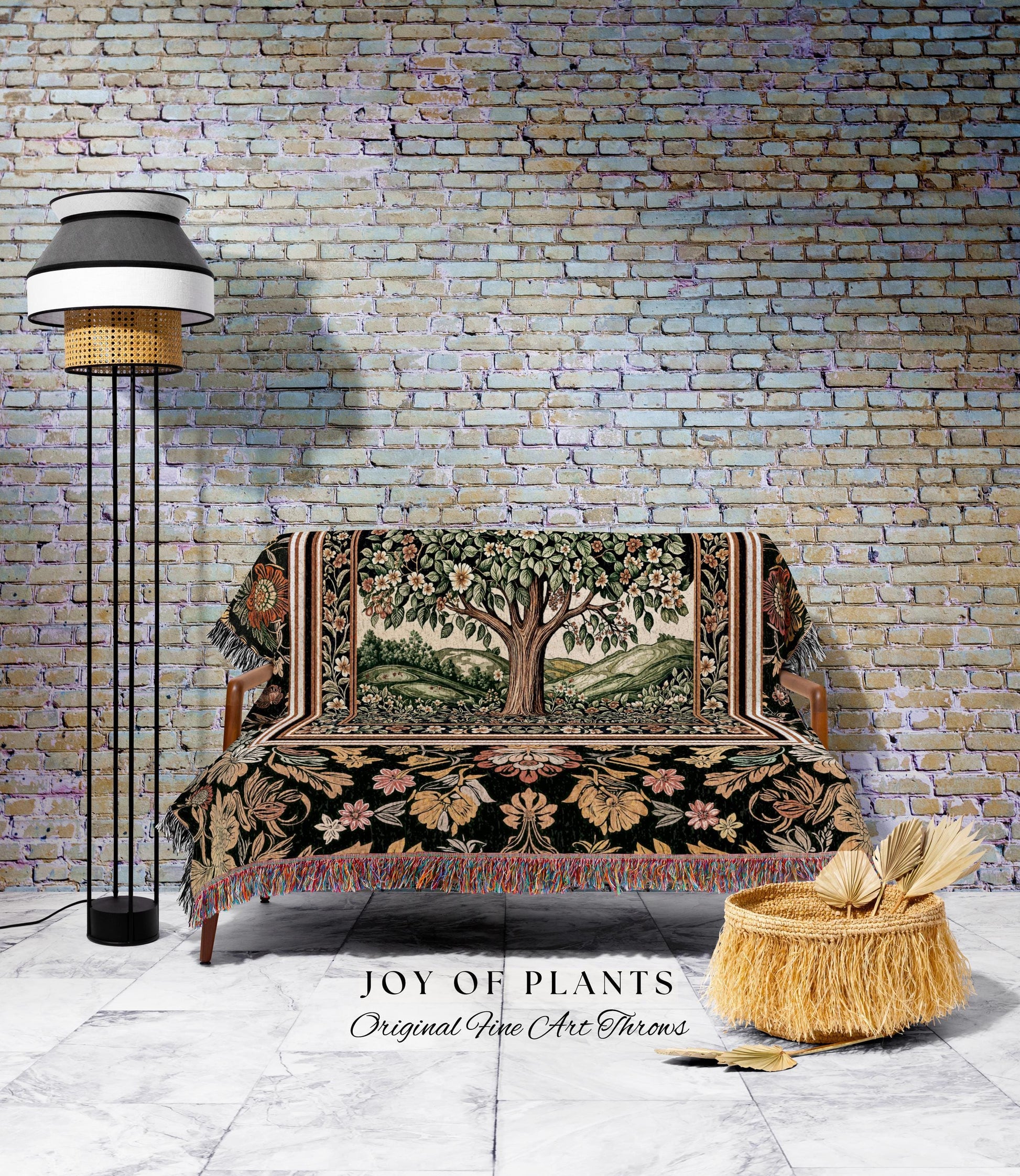 Rustic Fairytale Tree Throw Blanket Woven Cotton Wall Tapestry