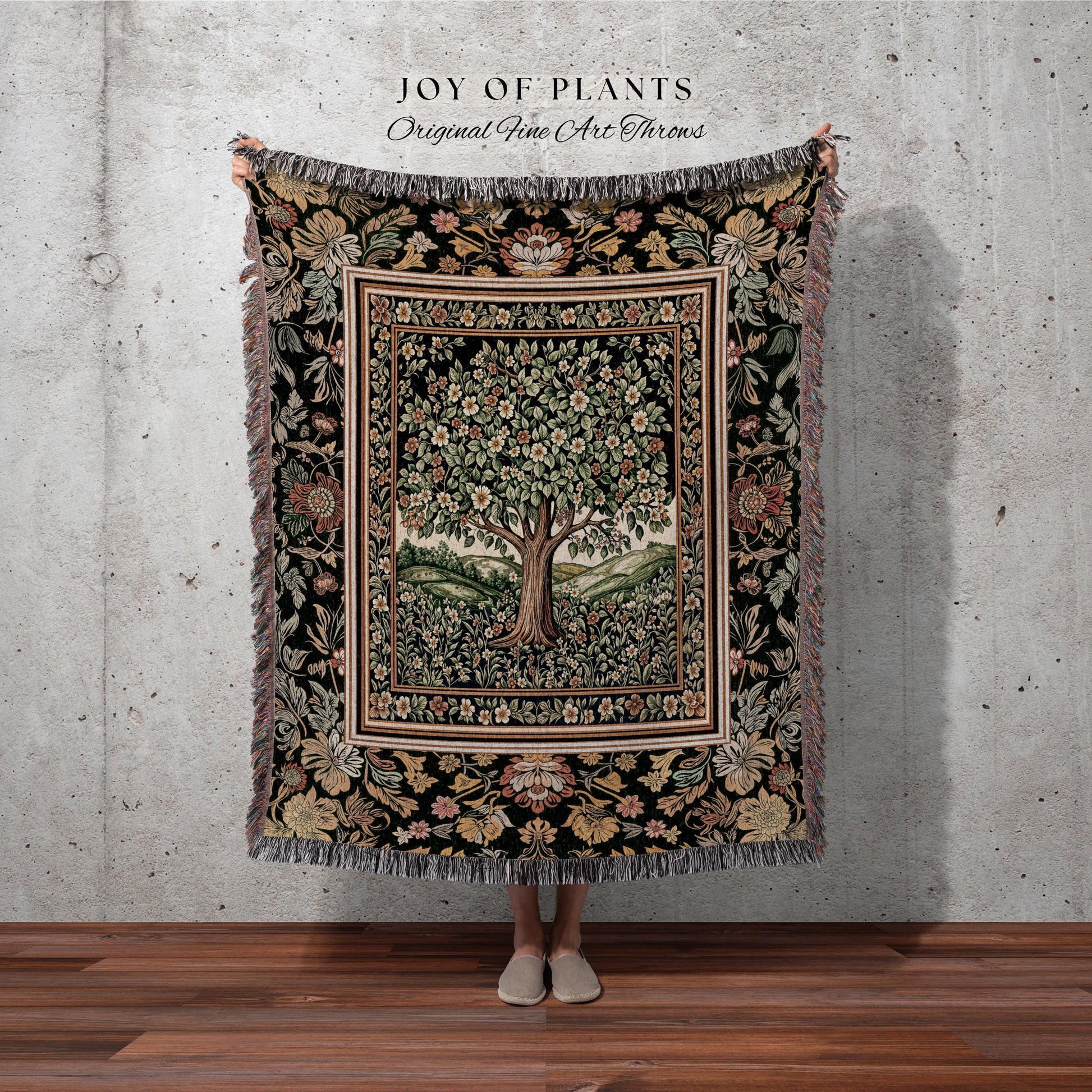 Rustic Fairytale Tree Throw Blanket Woven Cotton Wall Tapestry