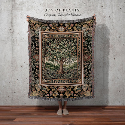 Rustic Fairytale Tree Throw Blanket Woven Cotton Wall Tapestry