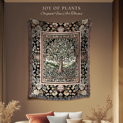 Rustic Fairytale Tree Throw Blanket Woven Cotton Wall Tapestry