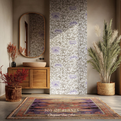 Country Cottage Lavender Wallpaper | Pastel Floral Elegant Peel and Stick Vintage Inspired Home Decor Renter Friendly Traditional Wall Art