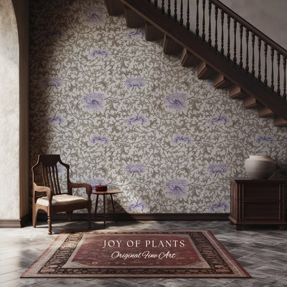 Country Cottage Lavender Wallpaper | Pastel Floral Elegant Peel and Stick Vintage Inspired Home Decor Renter Friendly Traditional Wall Art