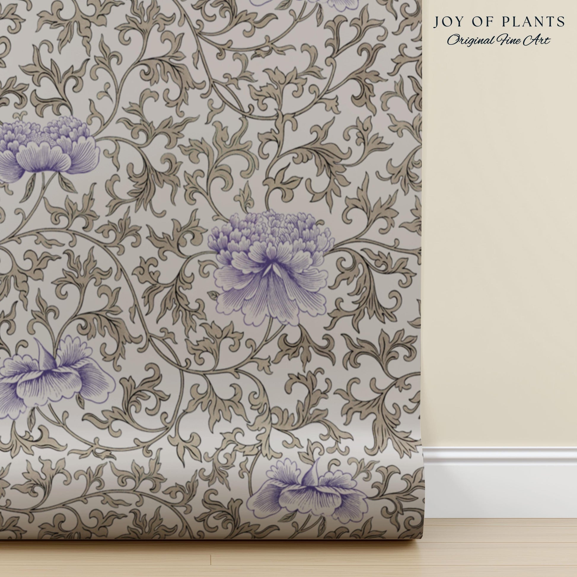 Country Cottage Lavender Wallpaper | Pastel Floral Elegant Peel and Stick Vintage Inspired Home Decor Renter Friendly Traditional Wall Art