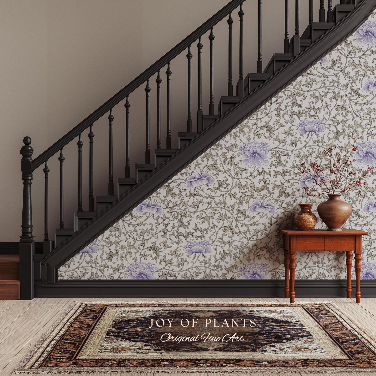 Country Cottage Lavender Wallpaper | Pastel Floral Elegant Peel and Stick Vintage Inspired Home Decor Renter Friendly Traditional Wall Art