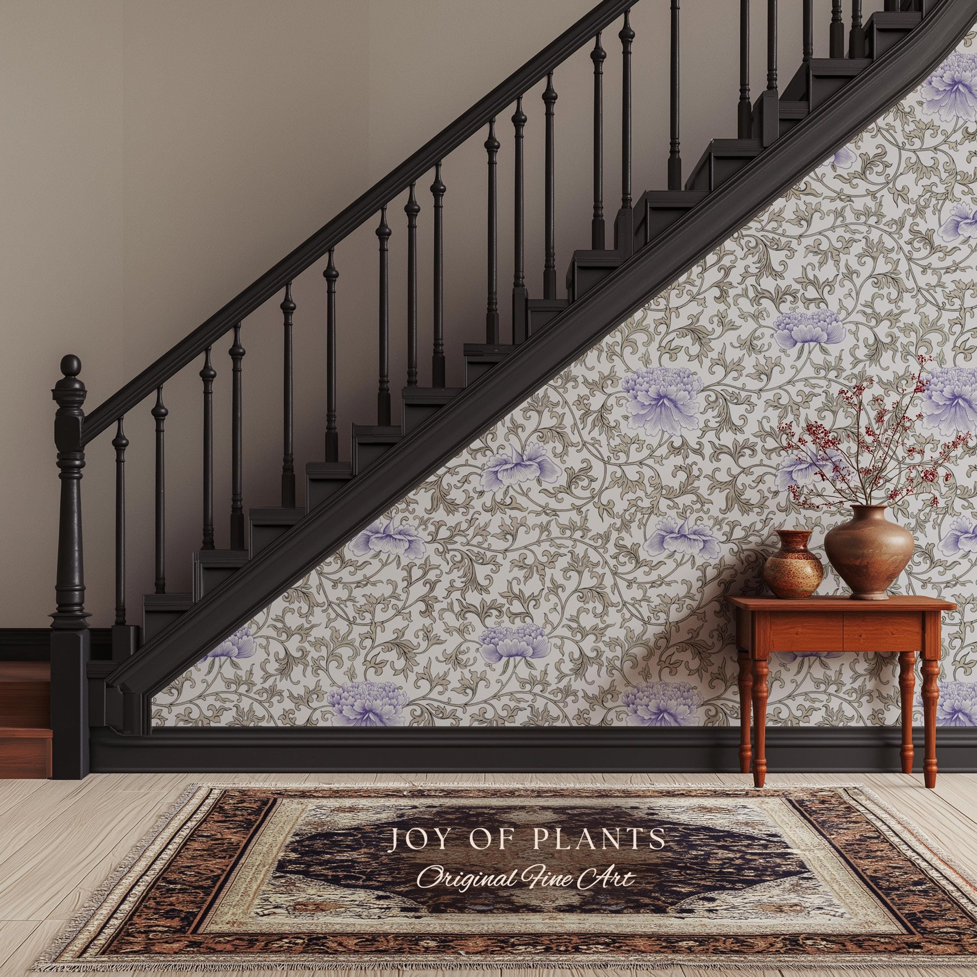 Country Cottage Lavender Wallpaper | Pastel Floral Elegant Peel and Stick Vintage Inspired Home Decor Renter Friendly Traditional Wall Art