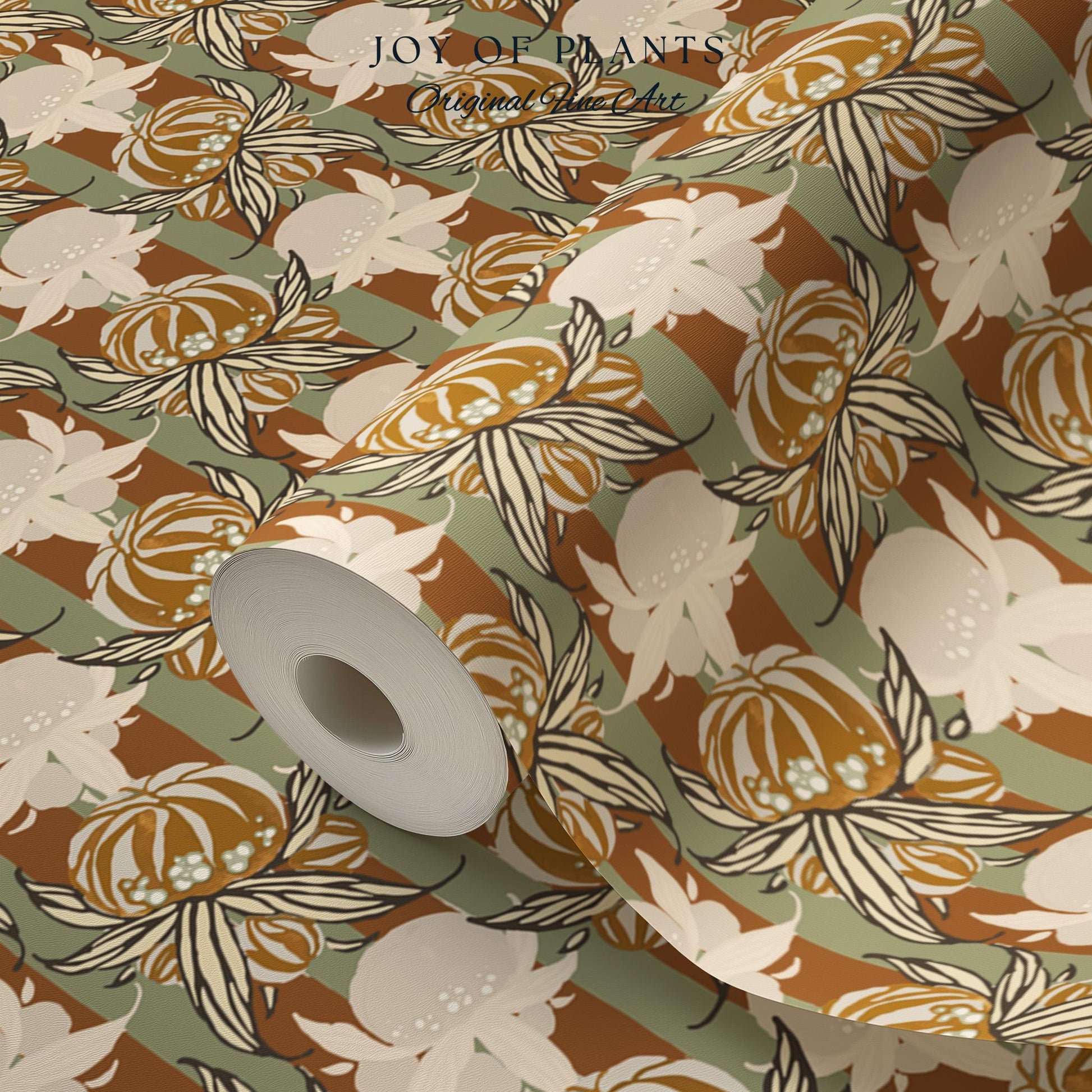 European Retro Mid-Century Wallpaper | Bold Florals Muted 70s Inspired Artistic Wall Design Peel and Stick Nostalgic Art Renter Friendly