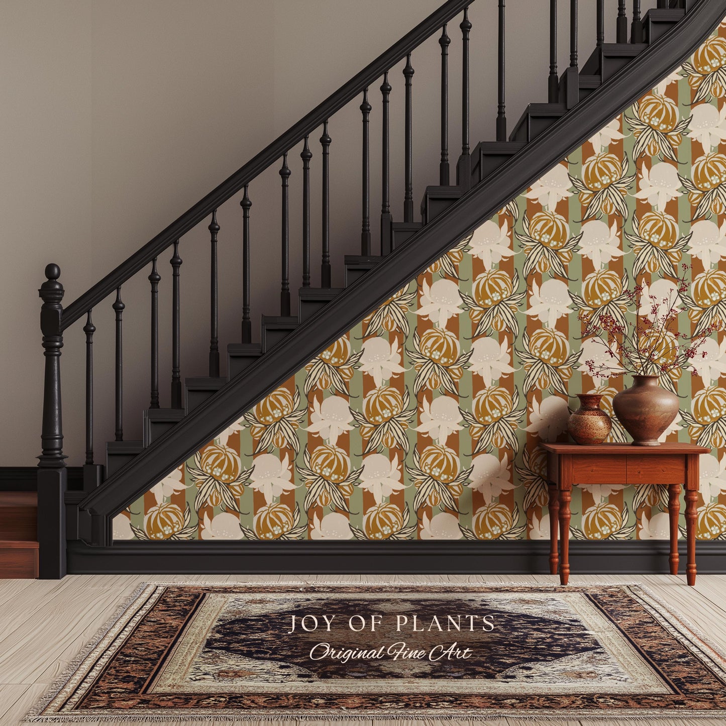 European Retro Mid-Century Wallpaper | Bold Florals Muted 70s Inspired Artistic Wall Design Peel and Stick Nostalgic Art Renter Friendly