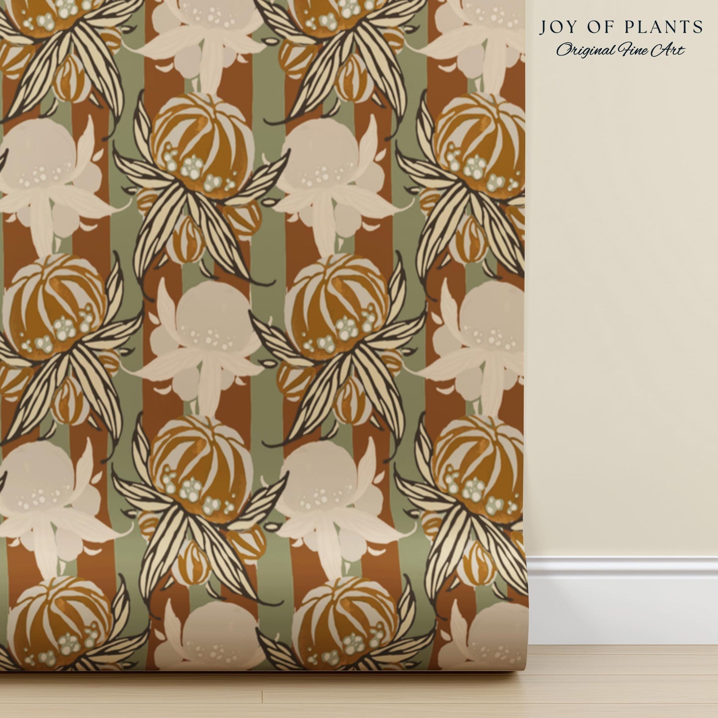 European Retro Mid-Century Wallpaper | Bold Florals Muted 70s Inspired Artistic Wall Design Peel and Stick Nostalgic Art Renter Friendly