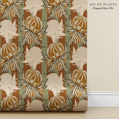 European Retro Mid-Century Wallpaper | Bold Florals Muted 70s Inspired Artistic Wall Design Peel and Stick Nostalgic Art Renter Friendly