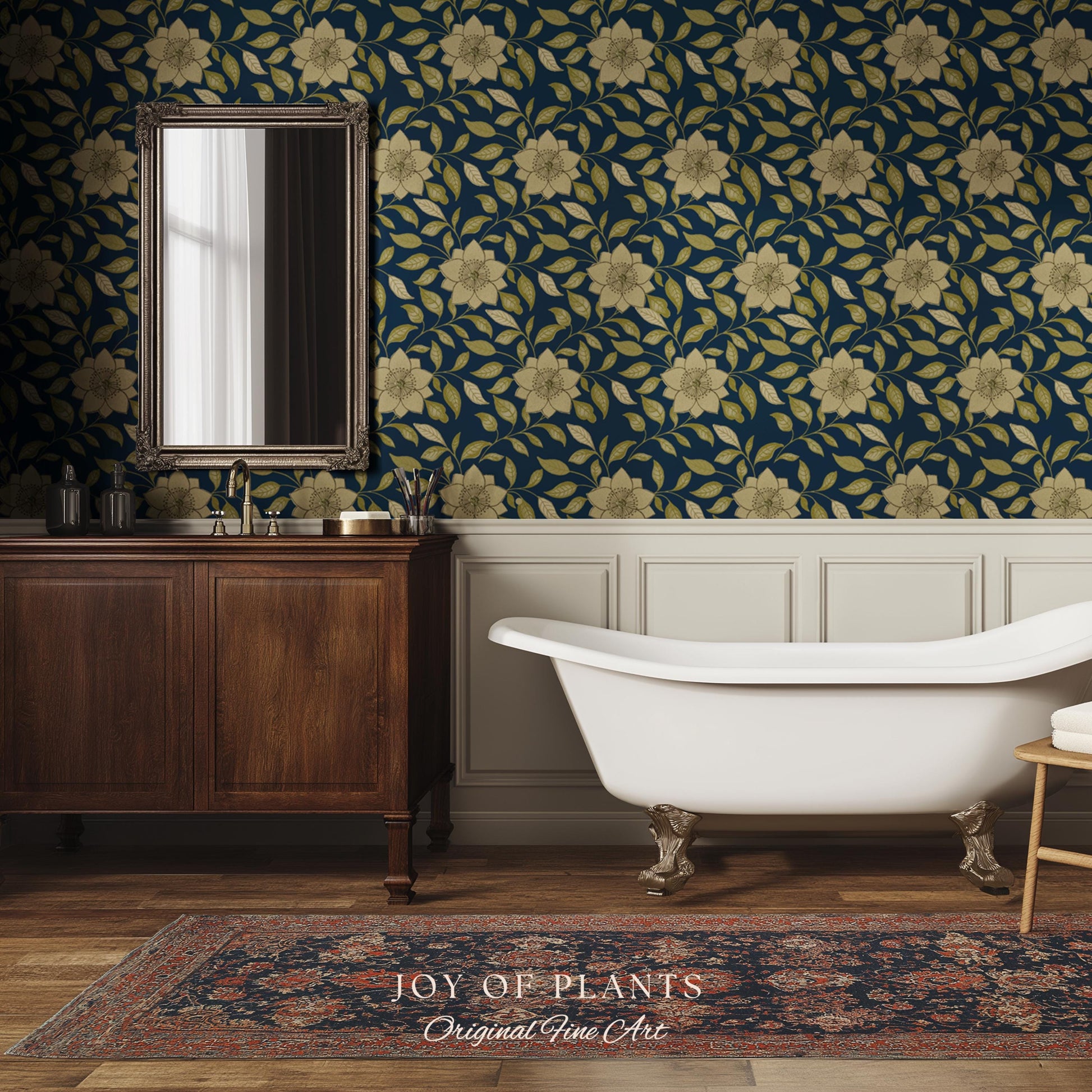 Rich Botanical Sophisticated Wallpaper | Moody Elegance Peel and Stick Wall Art Dark Academia Timeless Traditional Home Renter Friendly