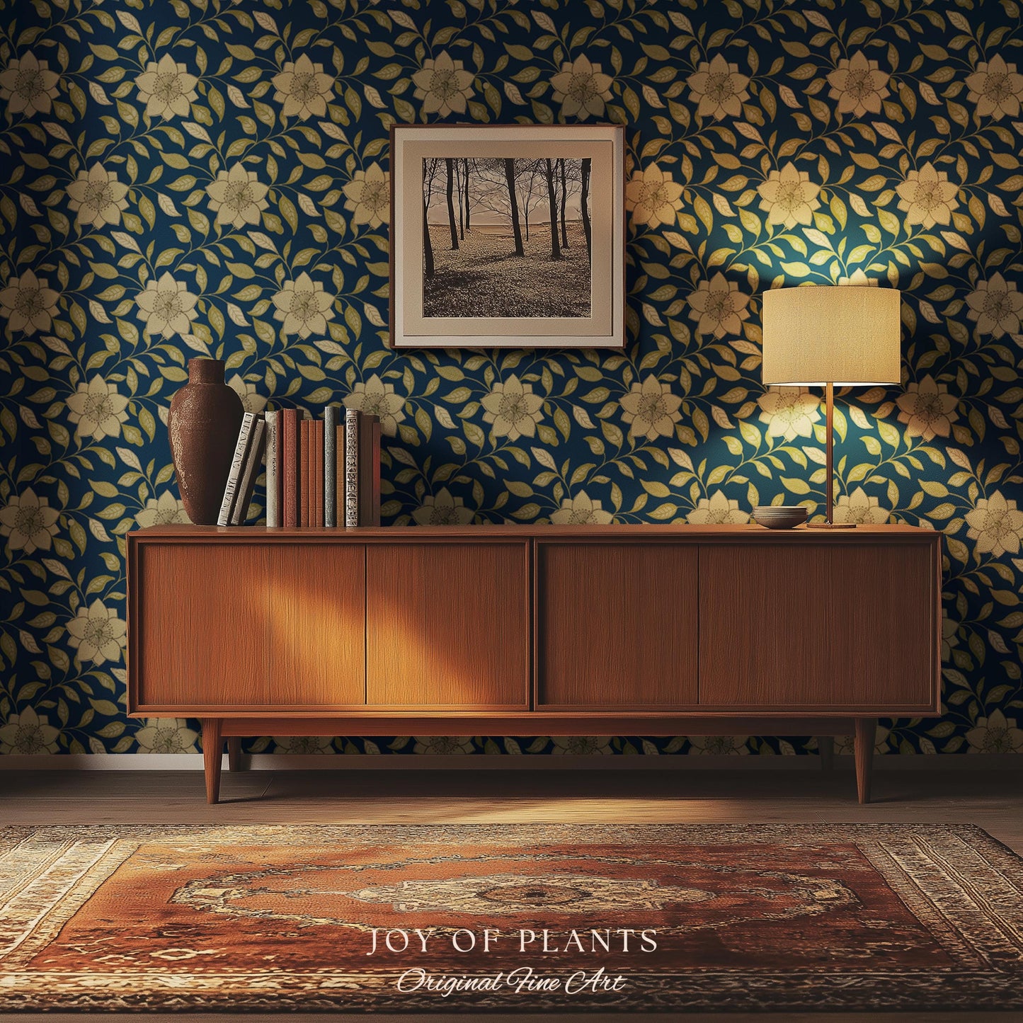 Rich Botanical Sophisticated Wallpaper | Moody Elegance Peel and Stick Wall Art Dark Academia Timeless Traditional Home Renter Friendly