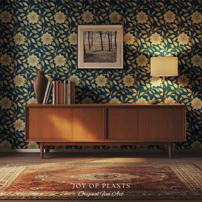Rich Botanical Sophisticated Wallpaper | Moody Elegance Peel and Stick Wall Art Dark Academia Timeless Traditional Home Renter Friendly