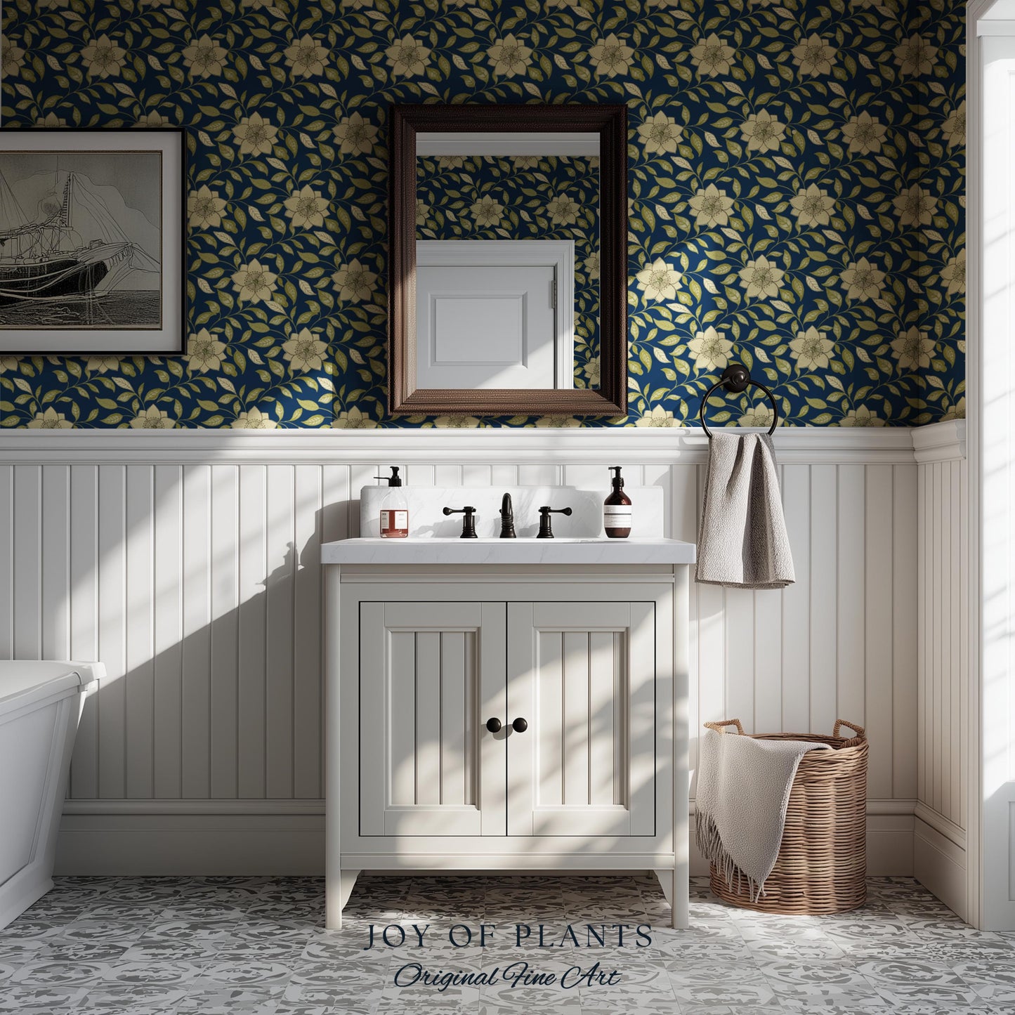 Rich Botanical Sophisticated Wallpaper | Moody Elegance Peel and Stick Wall Art Dark Academia Timeless Traditional Home Renter Friendly