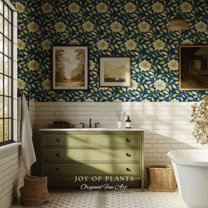 Rich Botanical Sophisticated Wallpaper | Moody Elegance Peel and Stick Wall Art Dark Academia Timeless Traditional Home Renter Friendly