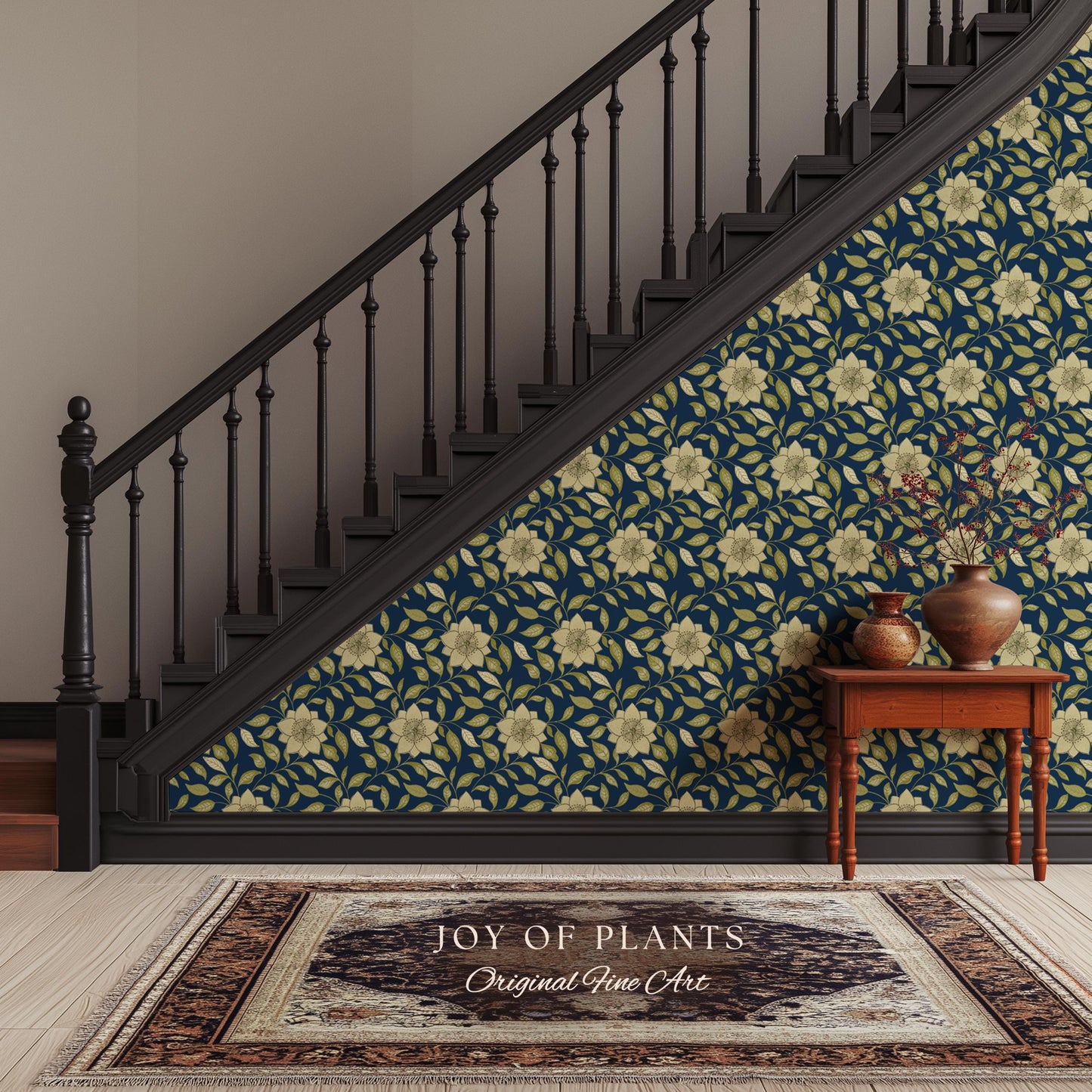 Rich Botanical Sophisticated Wallpaper | Moody Elegance Peel and Stick Wall Art Dark Academia Timeless Traditional Home Renter Friendly