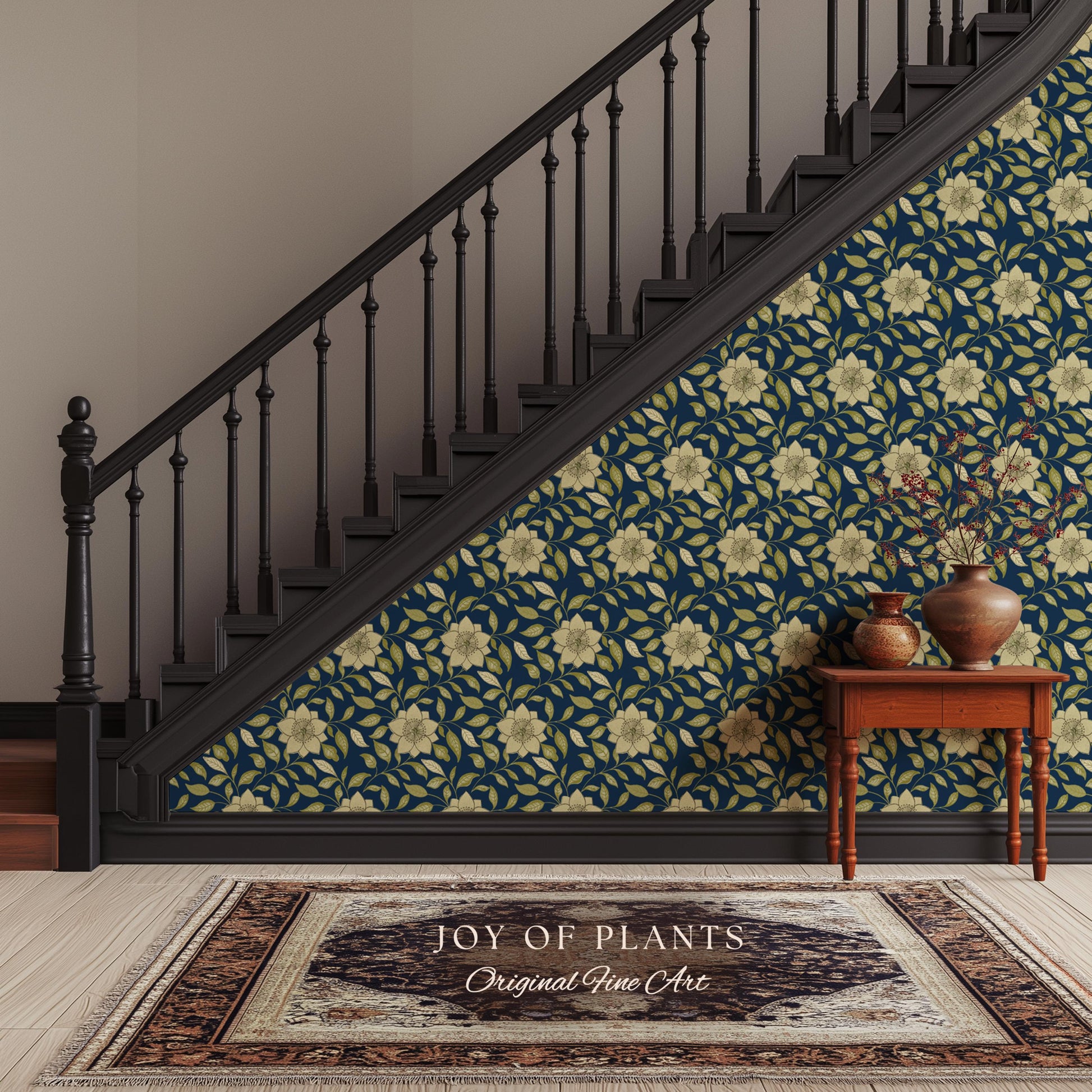 Rich Botanical Sophisticated Wallpaper | Moody Elegance Peel and Stick Wall Art Dark Academia Timeless Traditional Home Renter Friendly
