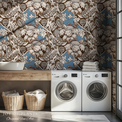 William Morris Maximalist Traditional Wallpaper | Jacobean Botanical English Revival Heritage Bedroom Peel and Stick Floral Grandmillenial