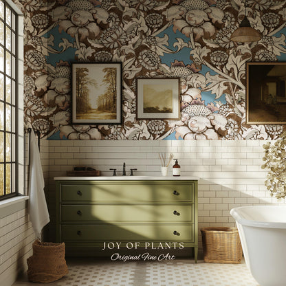 William Morris Maximalist Traditional Wallpaper | Jacobean Botanical English Revival Heritage Bedroom Peel and Stick Floral Grandmillenial