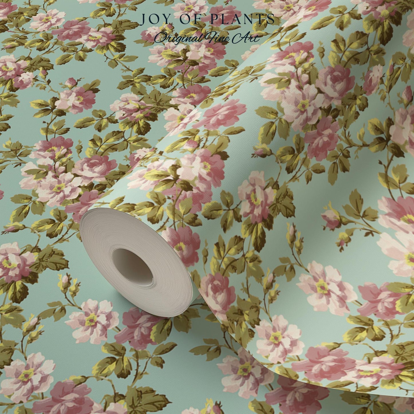 Victorian Rose Cottage Wallpaper | French Country Floral Feminine Wall Art Vintage Pastel Grandmillenial Renter Friendly Nostalgic Interior