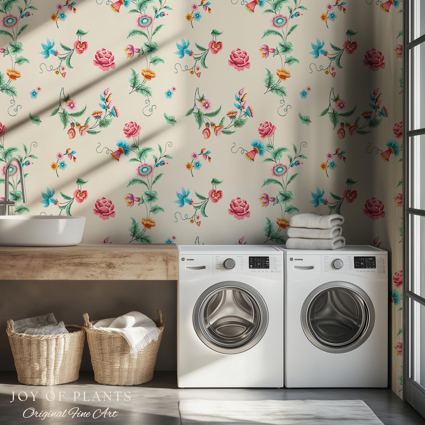 Playful French Eclectic Wallpaper | Maximalist Chinoiserie Peel and Stick Home Decor Grandmillenial Whimsical Dopamine Decor Renter Friendly
