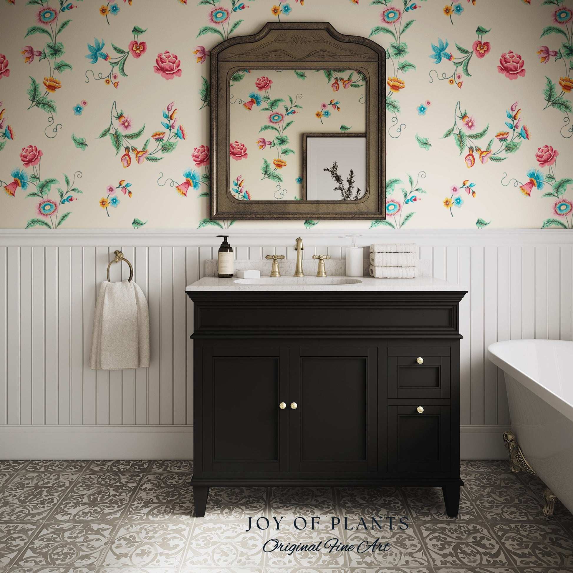 Playful French Eclectic Wallpaper | Maximalist Chinoiserie Peel and Stick Home Decor Grandmillenial Whimsical Dopamine Decor Renter Friendly