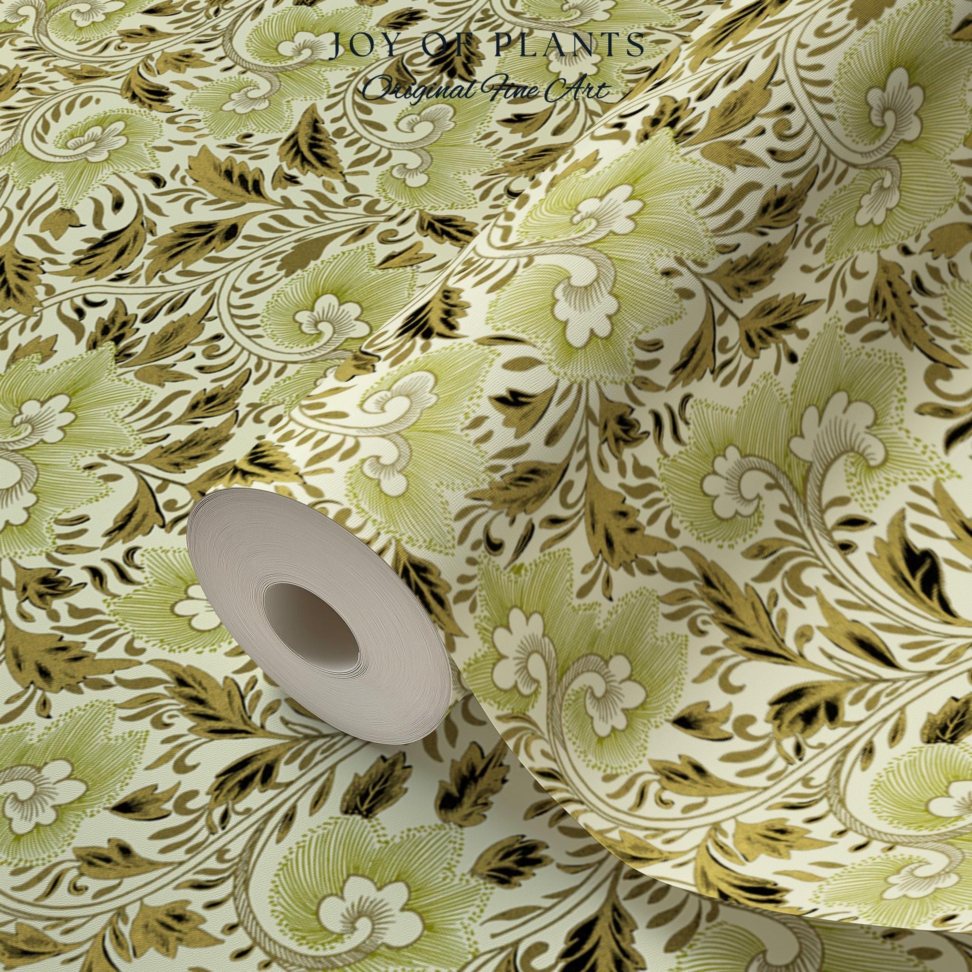 Timeless Olive Green Wallpaper | Refined Cottage Decor Botanical Revival William Morris Peel and Stick Heritage Home Renter Friendly Revival