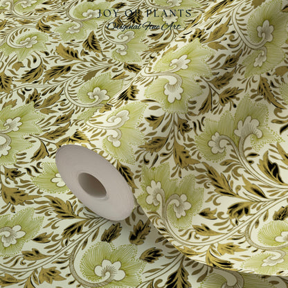Timeless Olive Green Wallpaper | Refined Cottage Decor Botanical Revival William Morris Peel and Stick Heritage Home Renter Friendly Revival