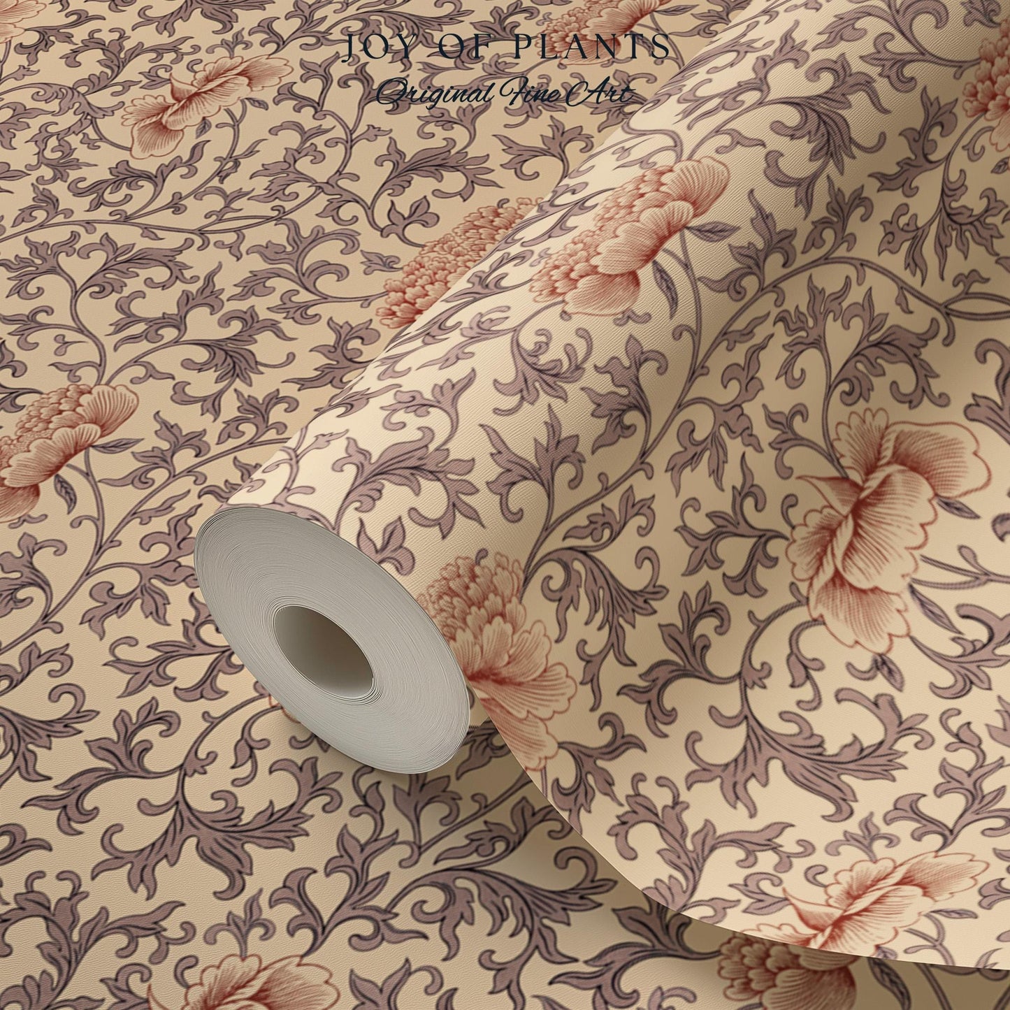 Blush Edwardian Revival Wallpaper | Elevated Pastel William Morris Feminine Maximalism Victorian Floral Peel and Stick Luxury Rococo