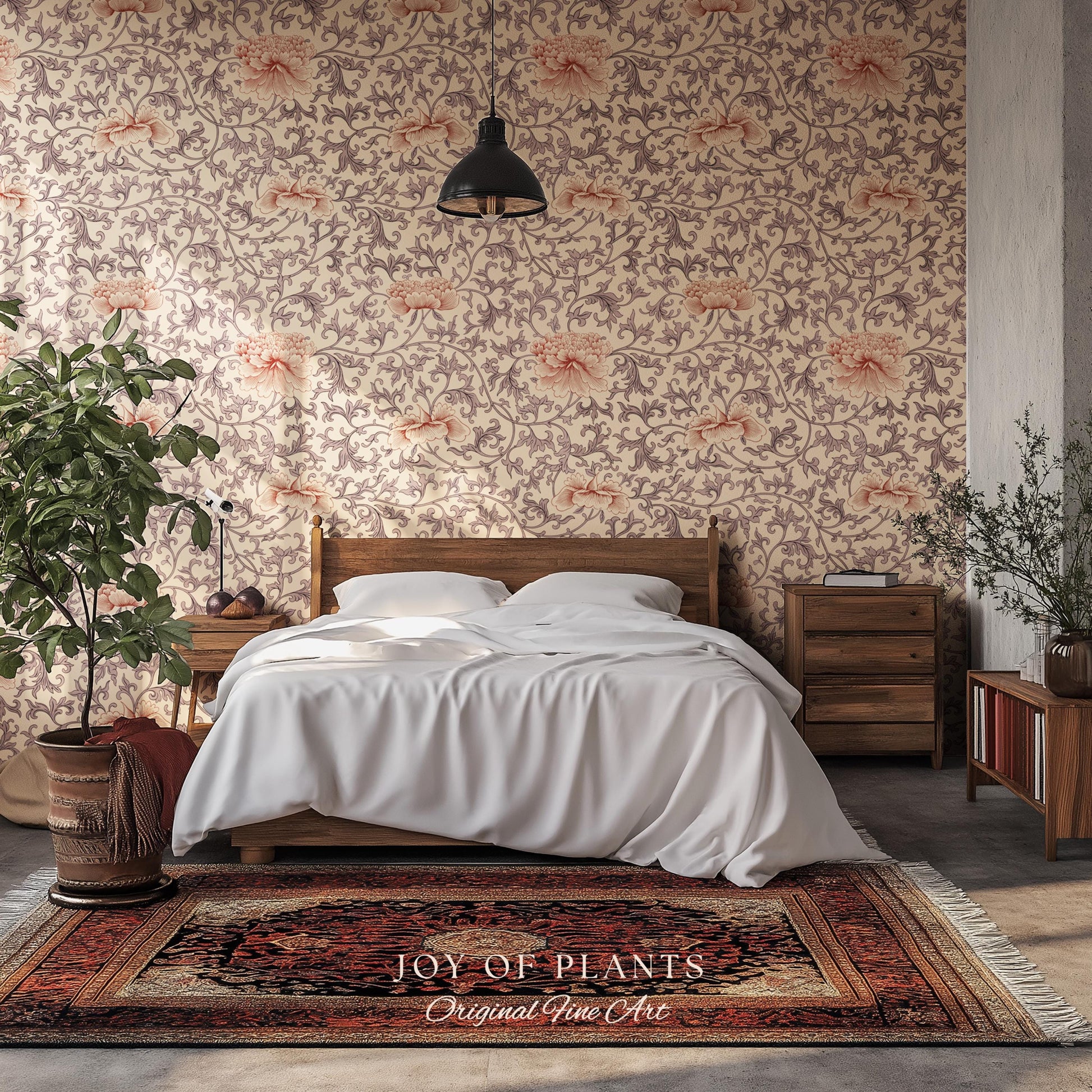 Blush Edwardian Revival Wallpaper | Elevated Pastel William Morris Feminine Maximalism Victorian Floral Peel and Stick Luxury Rococo