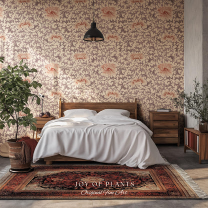 Blush Edwardian Revival Wallpaper | Elevated Pastel William Morris Feminine Maximalism Victorian Floral Peel and Stick Luxury Rococo