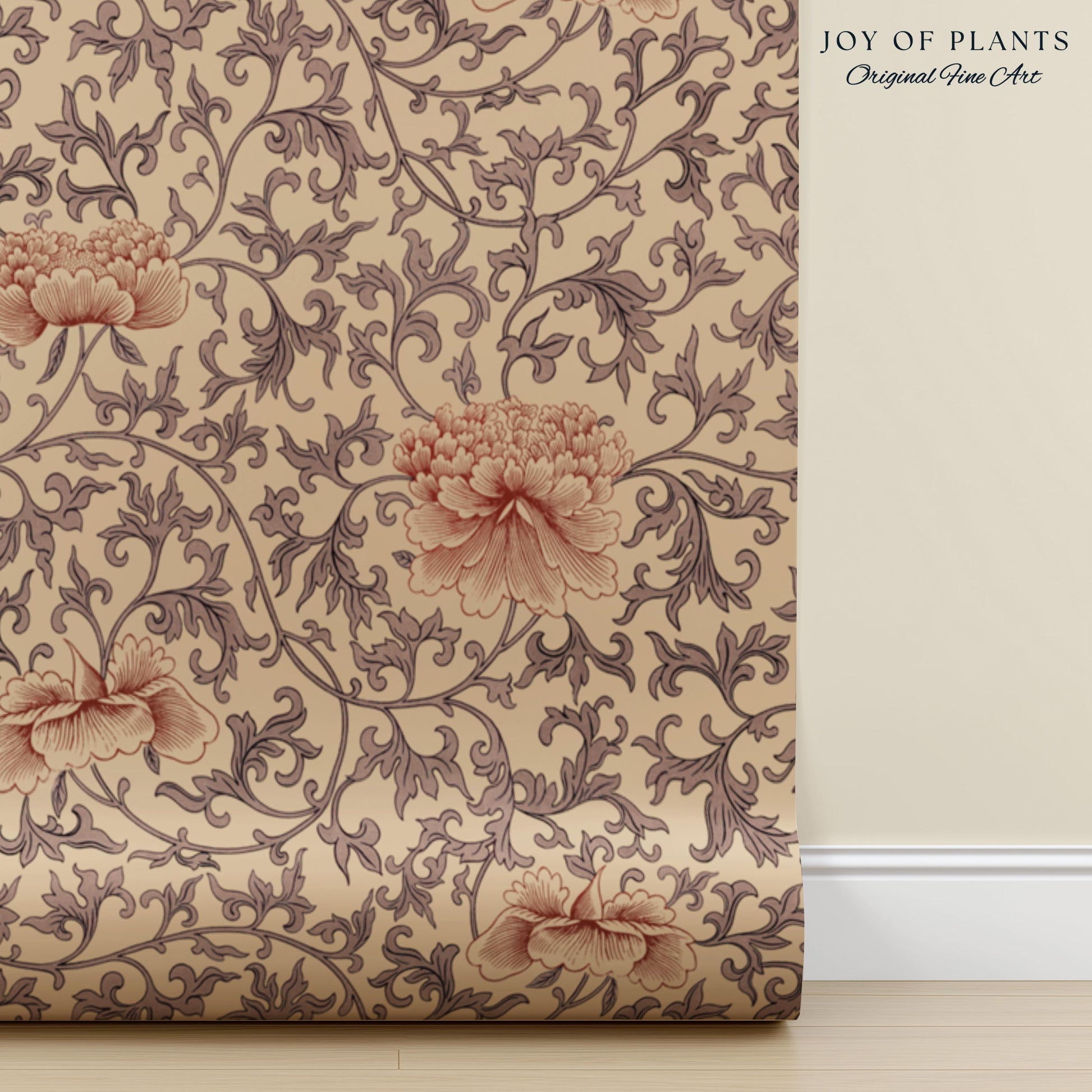 Blush Edwardian Revival Wallpaper | Elevated Pastel William Morris Feminine Maximalism Victorian Floral Peel and Stick Luxury Rococo