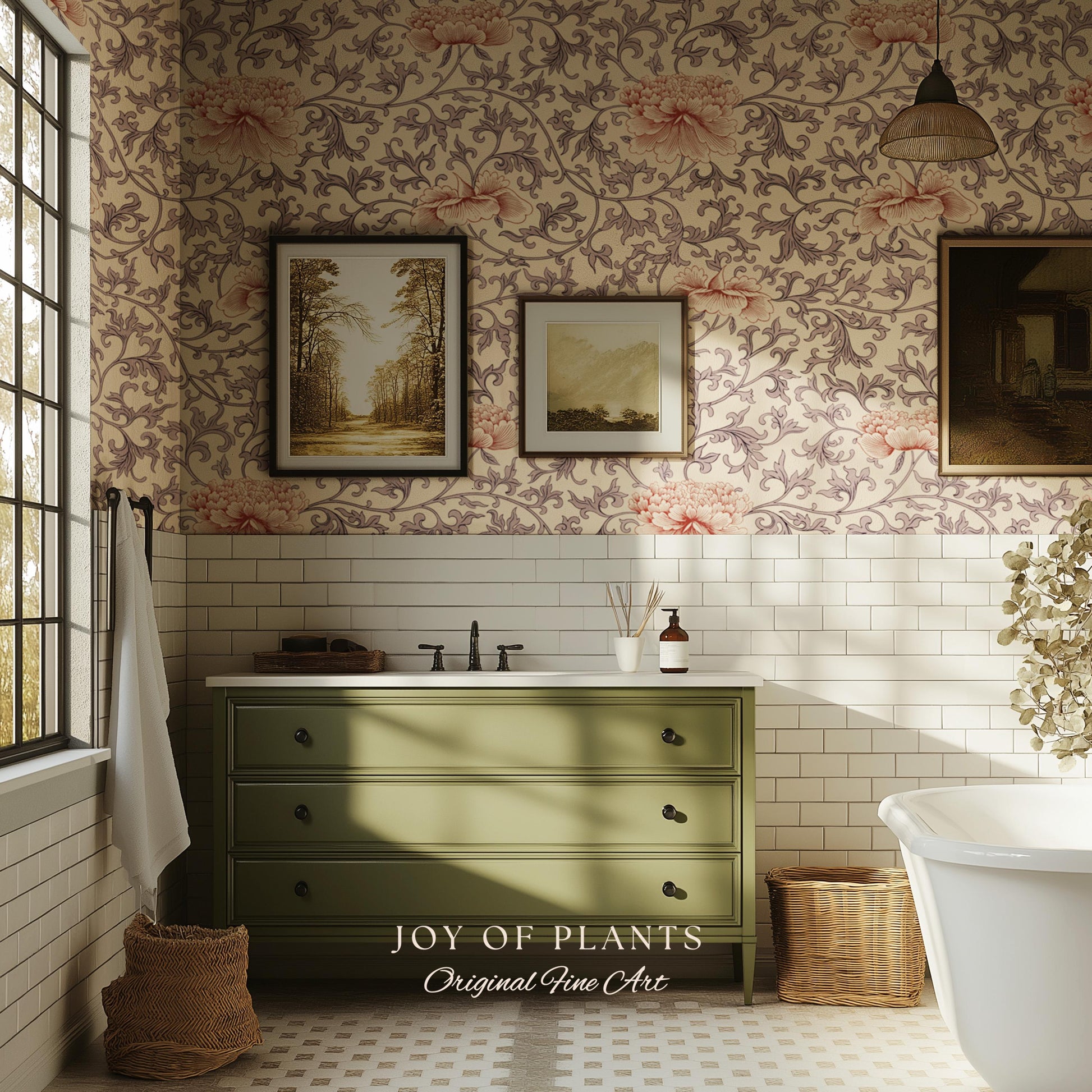 Blush Edwardian Revival Wallpaper | Elevated Pastel William Morris Feminine Maximalism Victorian Floral Peel and Stick Luxury Rococo