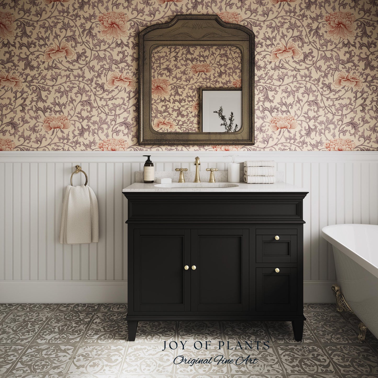 Blush Edwardian Revival Wallpaper | Elevated Pastel William Morris Feminine Maximalism Victorian Floral Peel and Stick Luxury Rococo