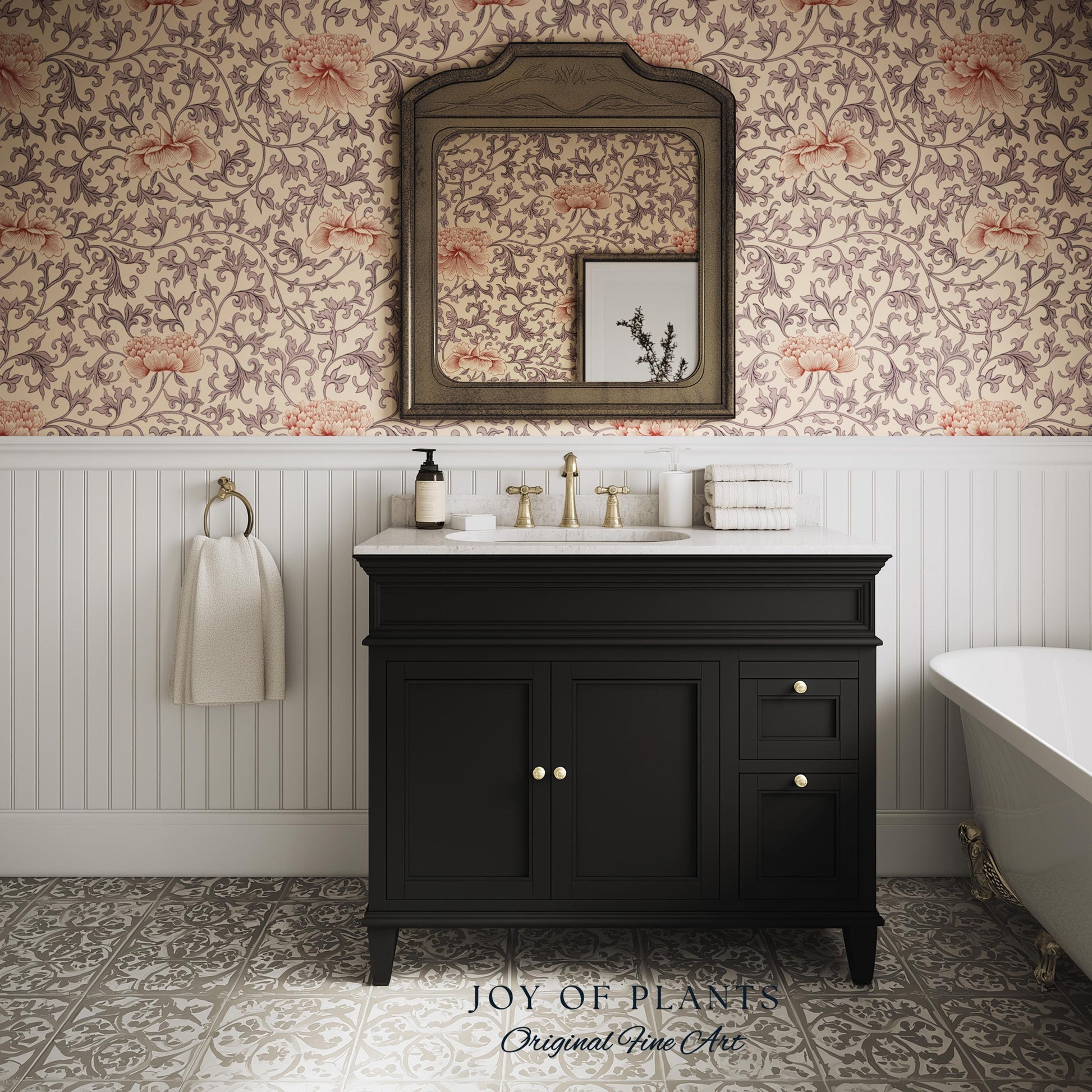 Blush Edwardian Revival Wallpaper | Elevated Pastel William Morris Feminine Maximalism Victorian Floral Peel and Stick Luxury Rococo