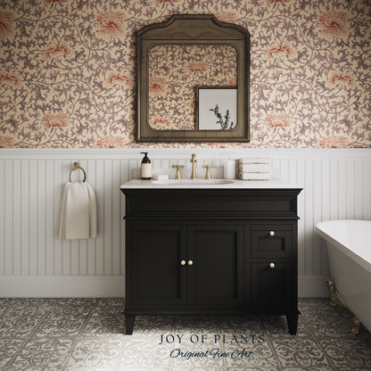 Blush Edwardian Revival Wallpaper | Elevated Pastel William Morris Feminine Maximalism Victorian Floral Peel and Stick Luxury Rococo