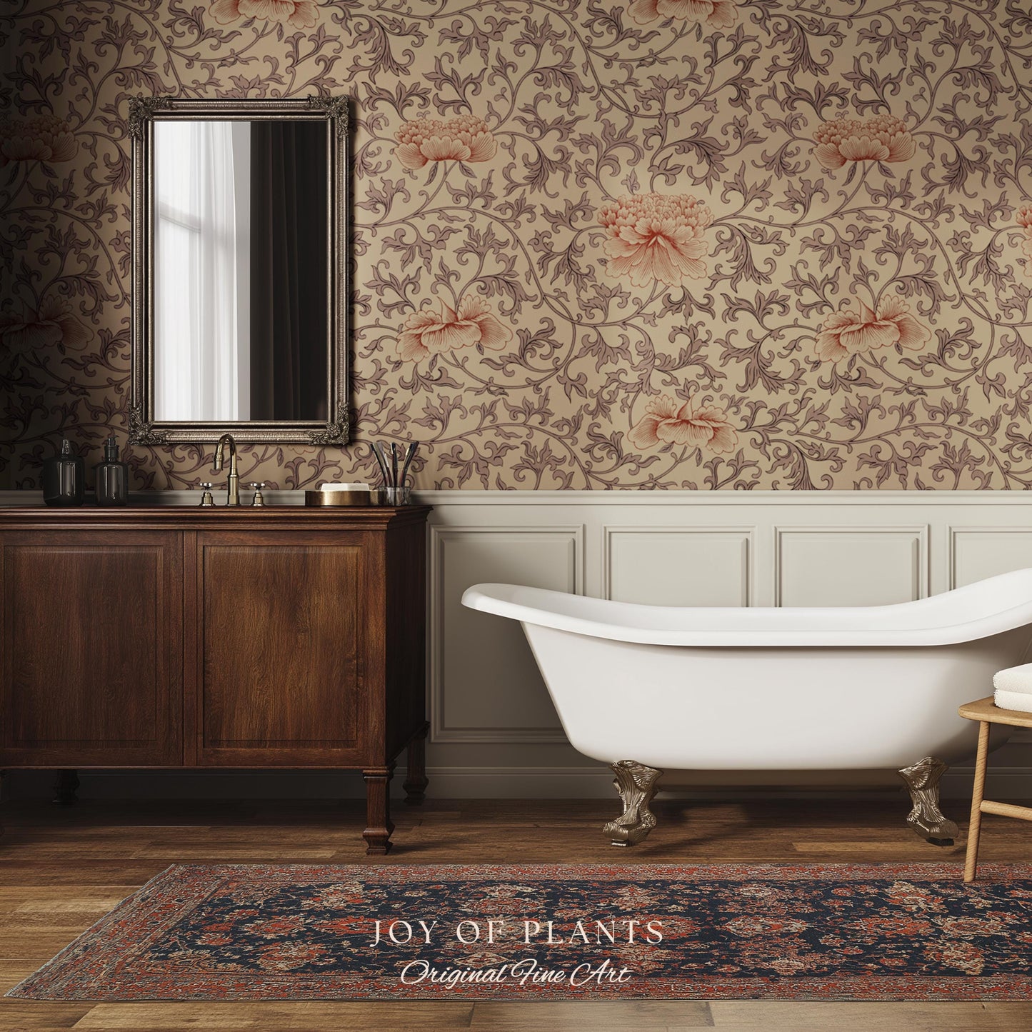 Blush Edwardian Revival Wallpaper | Elevated Pastel William Morris Feminine Maximalism Victorian Floral Peel and Stick Luxury Rococo