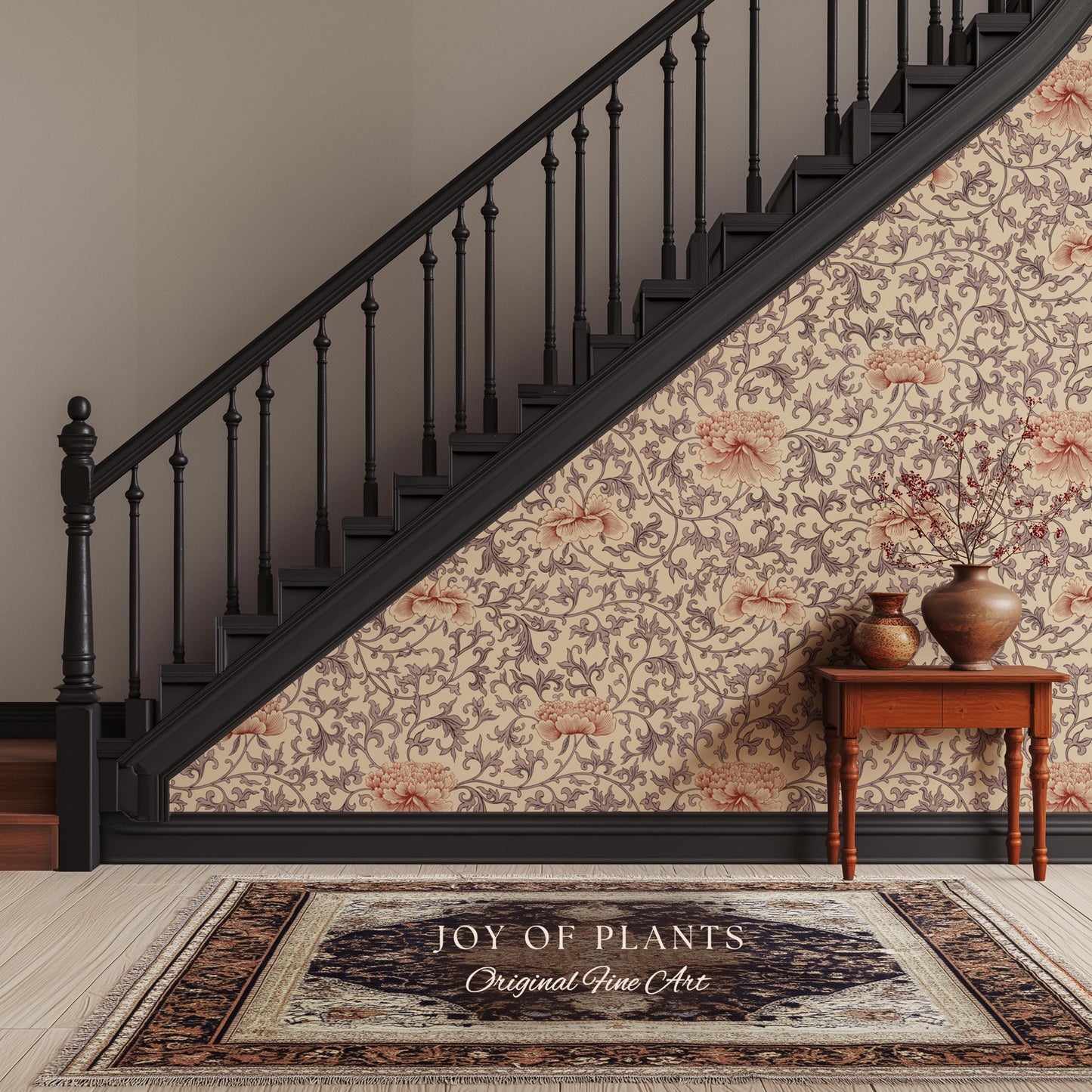 Blush Edwardian Revival Wallpaper | Elevated Pastel William Morris Feminine Maximalism Victorian Floral Peel and Stick Luxury Rococo