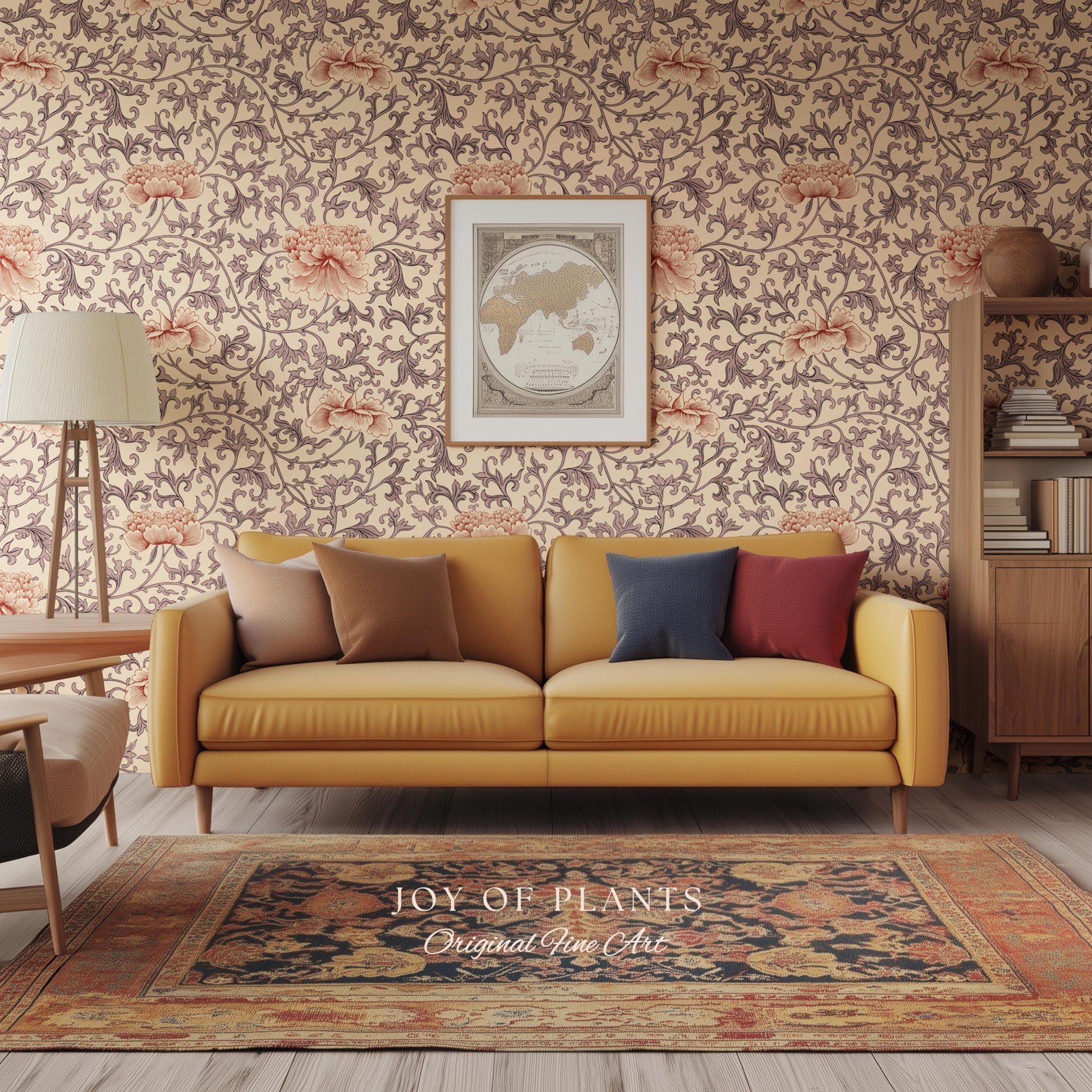 Blush Edwardian Revival Wallpaper | Elevated Pastel William Morris Feminine Maximalism Victorian Floral Peel and Stick Luxury Rococo