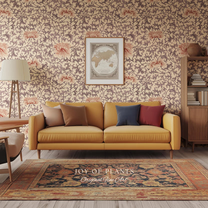 Blush Edwardian Revival Wallpaper | Elevated Pastel William Morris Feminine Maximalism Victorian Floral Peel and Stick Luxury Rococo