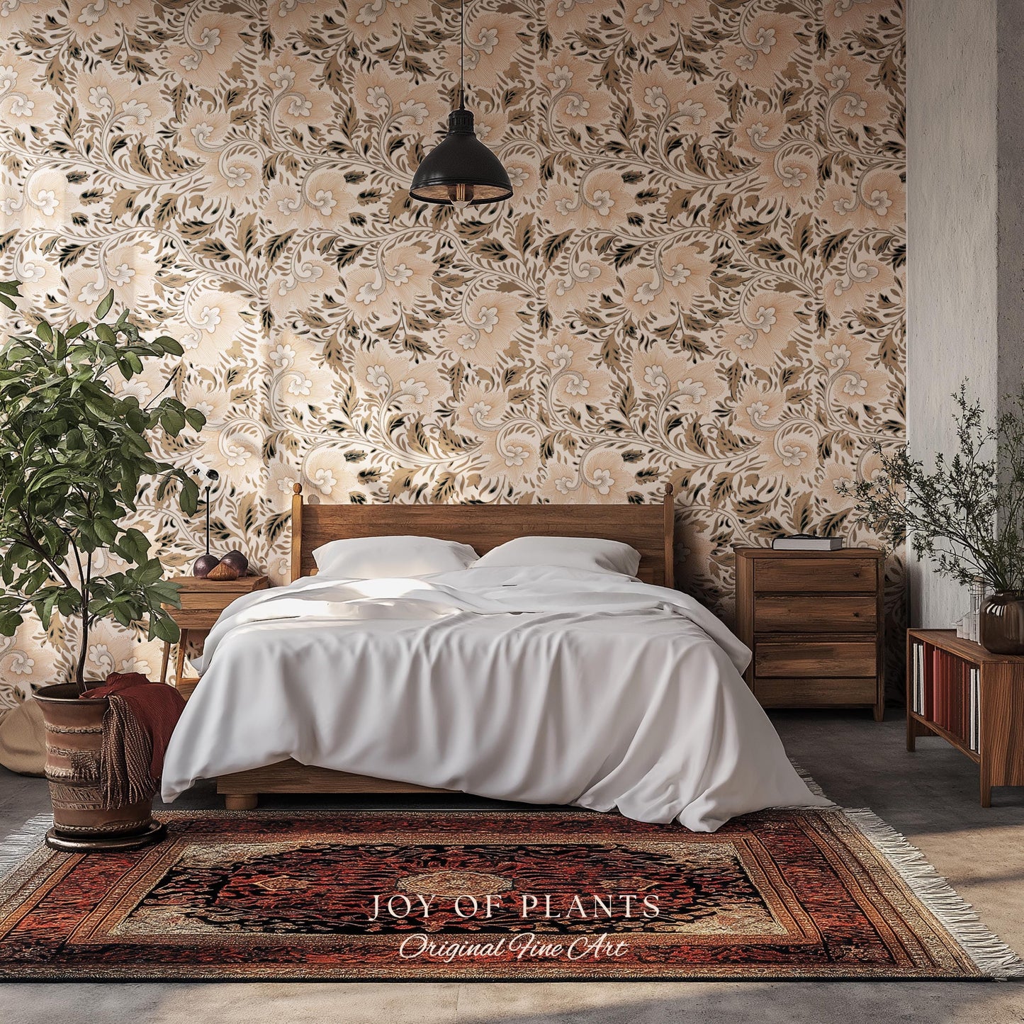 Timeless Classic Scroll Wallpaper | Vintage Inspired Peel and Stick Home Decor Renter Friendly Bedroom Accent Vintage Inspired Botanicals