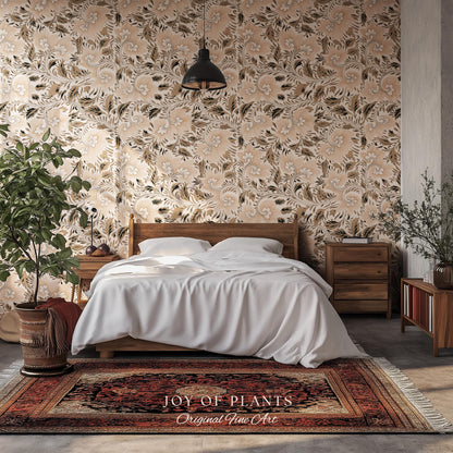 Timeless Classic Scroll Wallpaper | Vintage Inspired Peel and Stick Home Decor Renter Friendly Bedroom Accent Vintage Inspired Botanicals