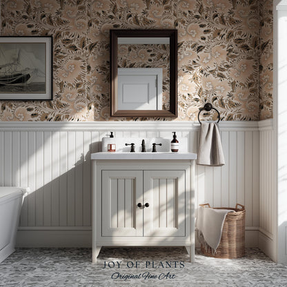 Timeless Classic Scroll Wallpaper | Vintage Inspired Peel and Stick Home Decor Renter Friendly Bedroom Accent Vintage Inspired Botanicals