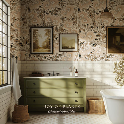 Timeless Classic Scroll Wallpaper | Vintage Inspired Peel and Stick Home Decor Renter Friendly Bedroom Accent Vintage Inspired Botanicals