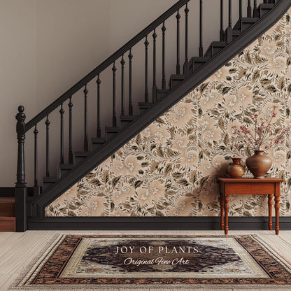Timeless Classic Scroll Wallpaper | Vintage Inspired Peel and Stick Home Decor Renter Friendly Bedroom Accent Vintage Inspired Botanicals